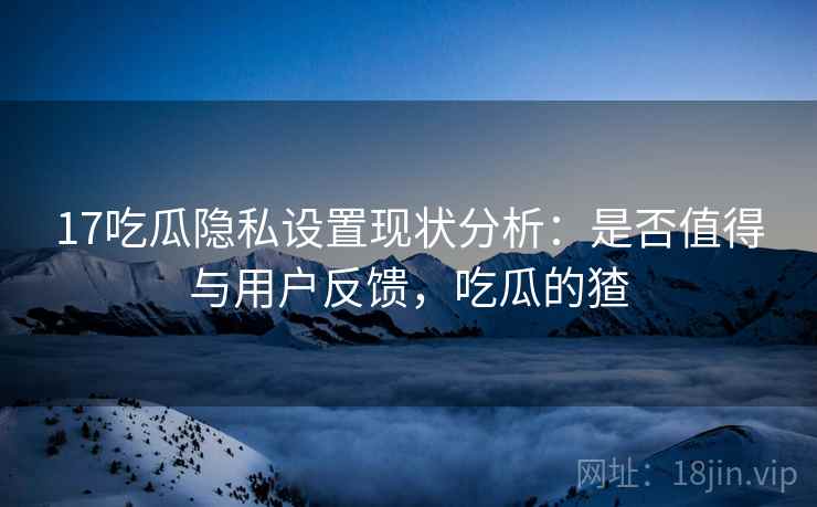 17吃瓜隐私设置现状分析：是否值得与用户反馈，吃瓜的猹  第1张